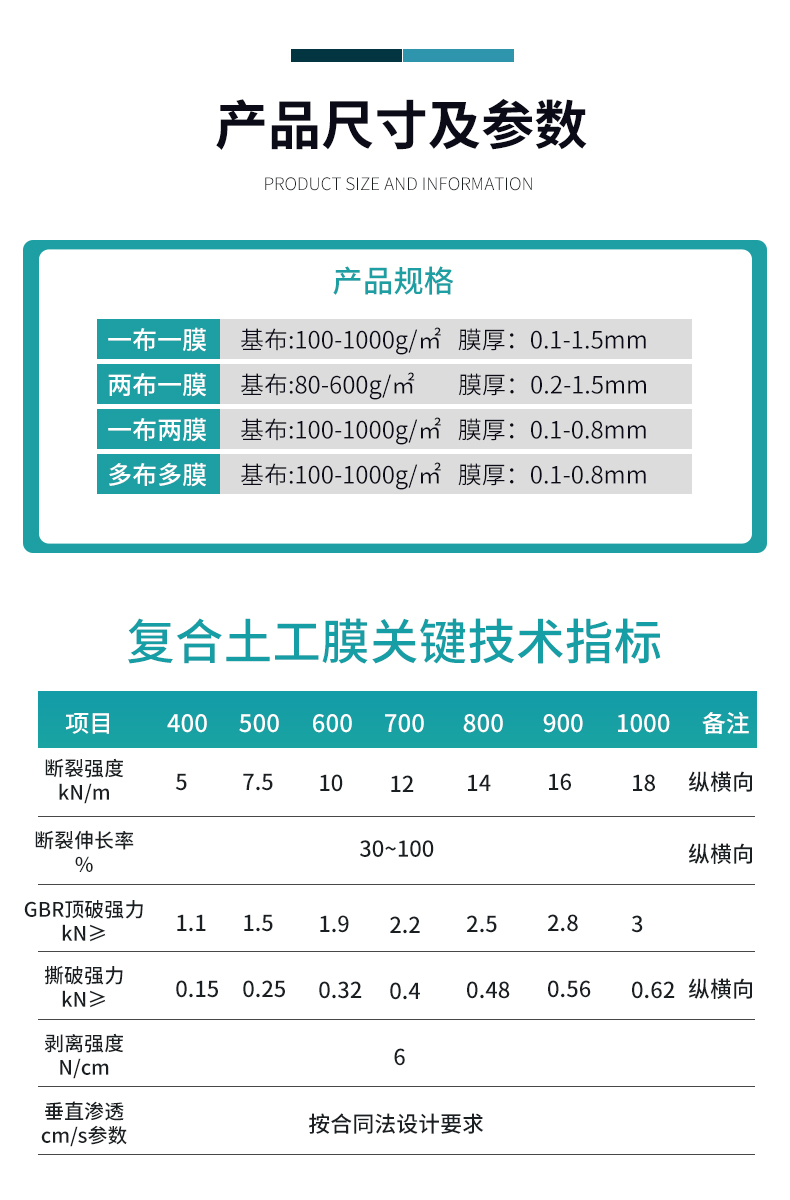 短丝一布一膜复合膜 HDPE复合土工膜水产养殖防渗膜(图2)